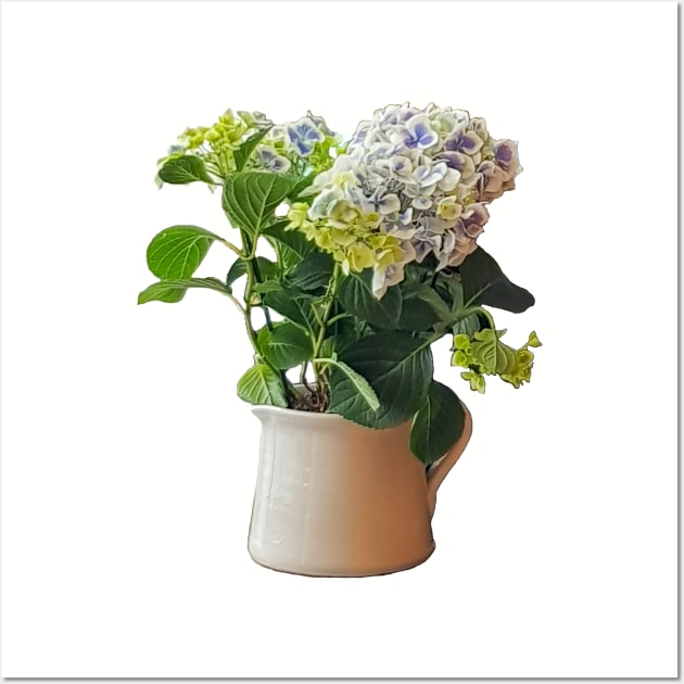 Blue Hydrangea Pot Mothers Day Wall Art by ellenhenryflorals